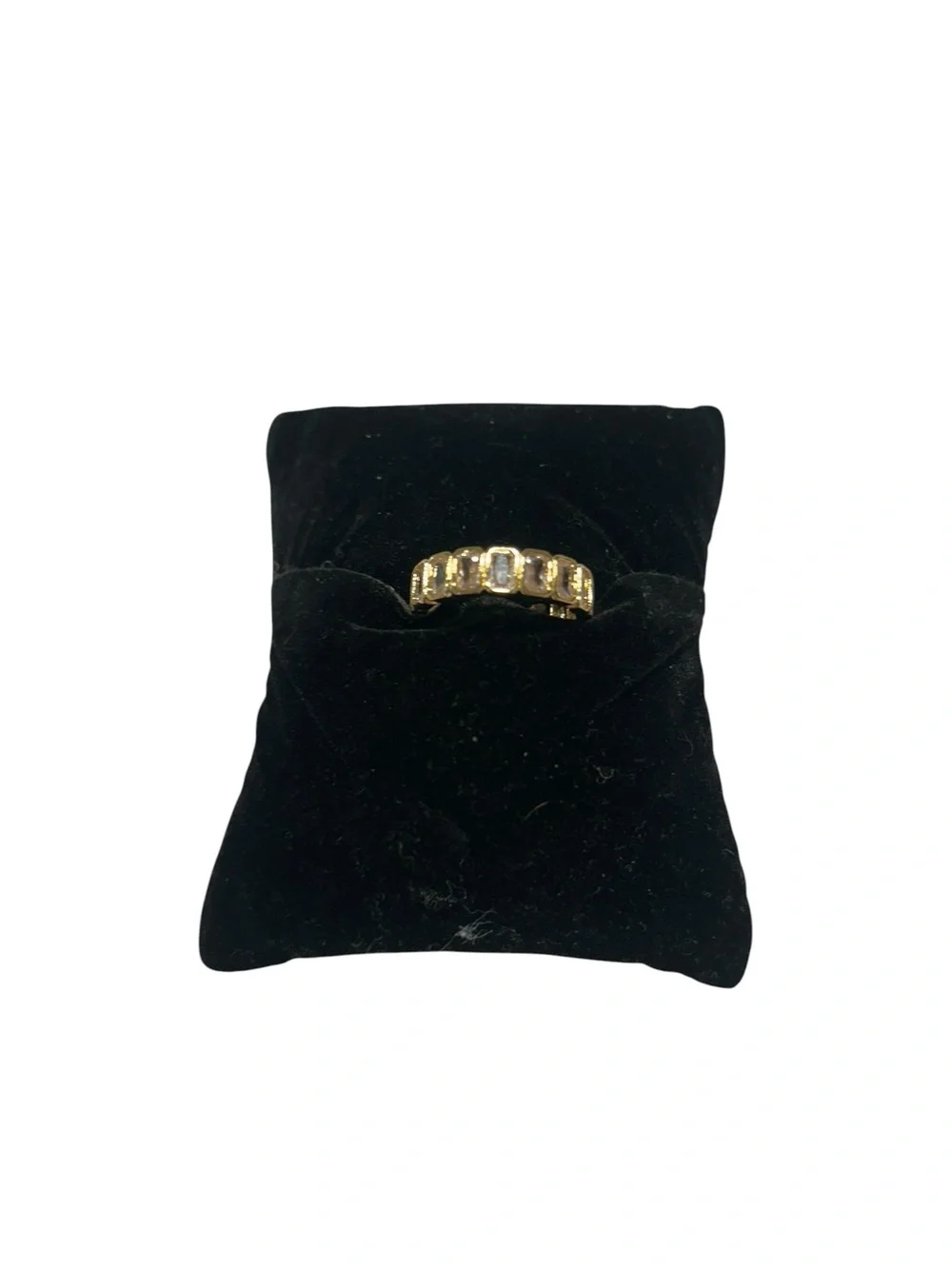 Gold Baguette-Style Crystal Band Ring -size 9